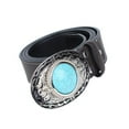 thumbnail image 1 of Ceinture en Cuir Western Cowboy Sangle de Taille Boucle Turquoise Café, 1 of 6