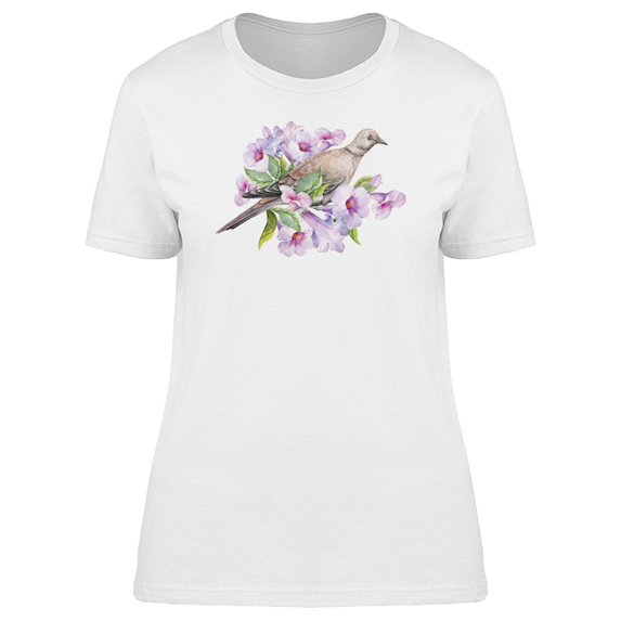 Pidgeon On Cool Flowers Tee Women's -Image by Shutterstock