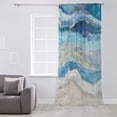 thumbnail image 3 of Blue Coastal Semi Sheer Curtains Drapes for Living Room, Bedroom, French Doors Window 63 Inches Long, Summer Beach Nautical Abstract Art Rod Pocket Chiffon Curtain Drapery Voile Draperies Panel, 3 of 6
