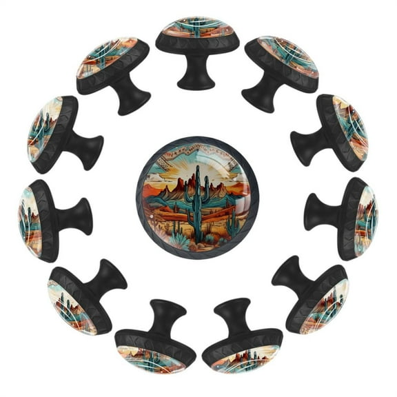 12 Pack Cupboard Knobs Crystal Clear Glass Cabinet Pulls, Round Knobs With Screws, Dresser Drawers Wardrobe Furniture Knobs Vintage Western Pattern Design