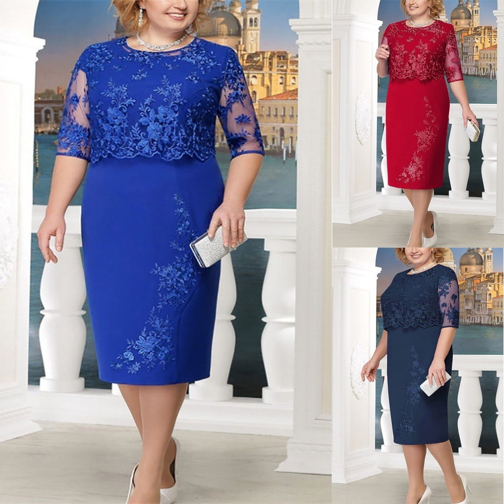 Fridja Robe Midi a Manches Courtes en Dentelle pour Femmes Grande Taille Robe de Cocktail Soiree Walmart