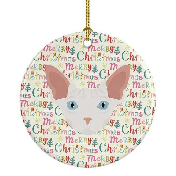 Sphynx Cat Christmas Ceramic Ornament 2.8 in x 2.8 in
