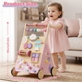 thumbnail image 6 of Baby Push Walker, Wooden Baby Walking Toys for 1 Year Old, Adjustable Speed Walker for Baby Boy Girls, Unicorn Toddler Walker, Montessori Walker Toy, Sit to Stand Walker with Baby Activity Center, 6 of 8