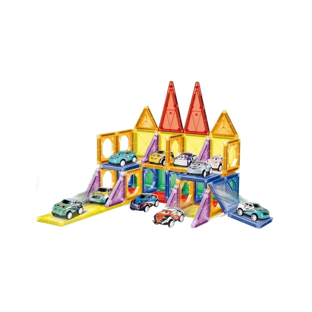 PINGÜE® Magnetic | Set de Bloques de Construcción Magnéticos 3D, 68 Piezas, Mod. Garage de Vehículos. STEM. Juguetes Niños y Niñas.