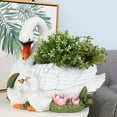 thumbnail image 5 of LuxenHome White Resin Swan Family Planter, 5 of 9