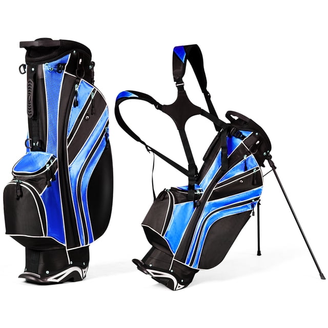 Costway Bolsa de Golf con Trípode Bolsa de Palos de Golf con 6 Divisores 7 Bolsillos Paragüero Ligera Portátil con Correa para el Hombro