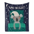 thumbnail image 1 of Cartoon Soft Flannel Fleece Throw Blanket, Scandinavian Design Koala Bear Sleeping in the Bed Time to Sleep Night Text, Cozy Plush for Indoor and Outdoor Use, 50" x 70", Multicolor, by Ambesonne, 1 of 6