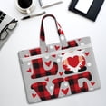 thumbnail image 6 of Salouo Buffalo Plaid Love And Gnome for Canvas Tote File Bag, Tote Bag With Zipper Business Briefcase Document Bag with Handle A4 File Organizer Laptop Bag for Travel & Work, 6 of 8