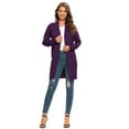 thumbnail image 2 of Aiyino Women Solid Sweater Open Front Long Sleeve Knit Cardigan Casual Sweaters with Pockets,Purple L, 2 of 6