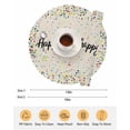 thumbnail image 6 of 13 Inch Round Placemats Set of 4, Beige Birthday Non Slip Heat Insulation PP Table Mats, Colorful Confetti Ribbons Polka Dots Classroom Washable Place Mats for Kitchen Dining Party Table Decor, 6 of 7
