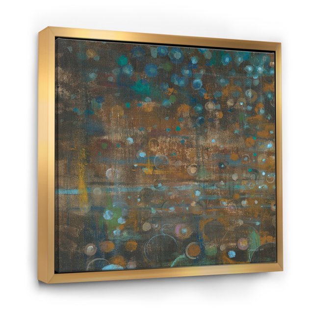 Points Bleus et Bronzes sur Verre III - Toile Encadrée de Cabine et de Pavillon