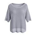 thumbnail image 4 of Rhuody Tops For Womens Round Neck T Shirt Short Sleeve Solid Color Off Shoulder Hollow Out Loose Fit Tee Basic Clothes Xl Grey, 4 of 5