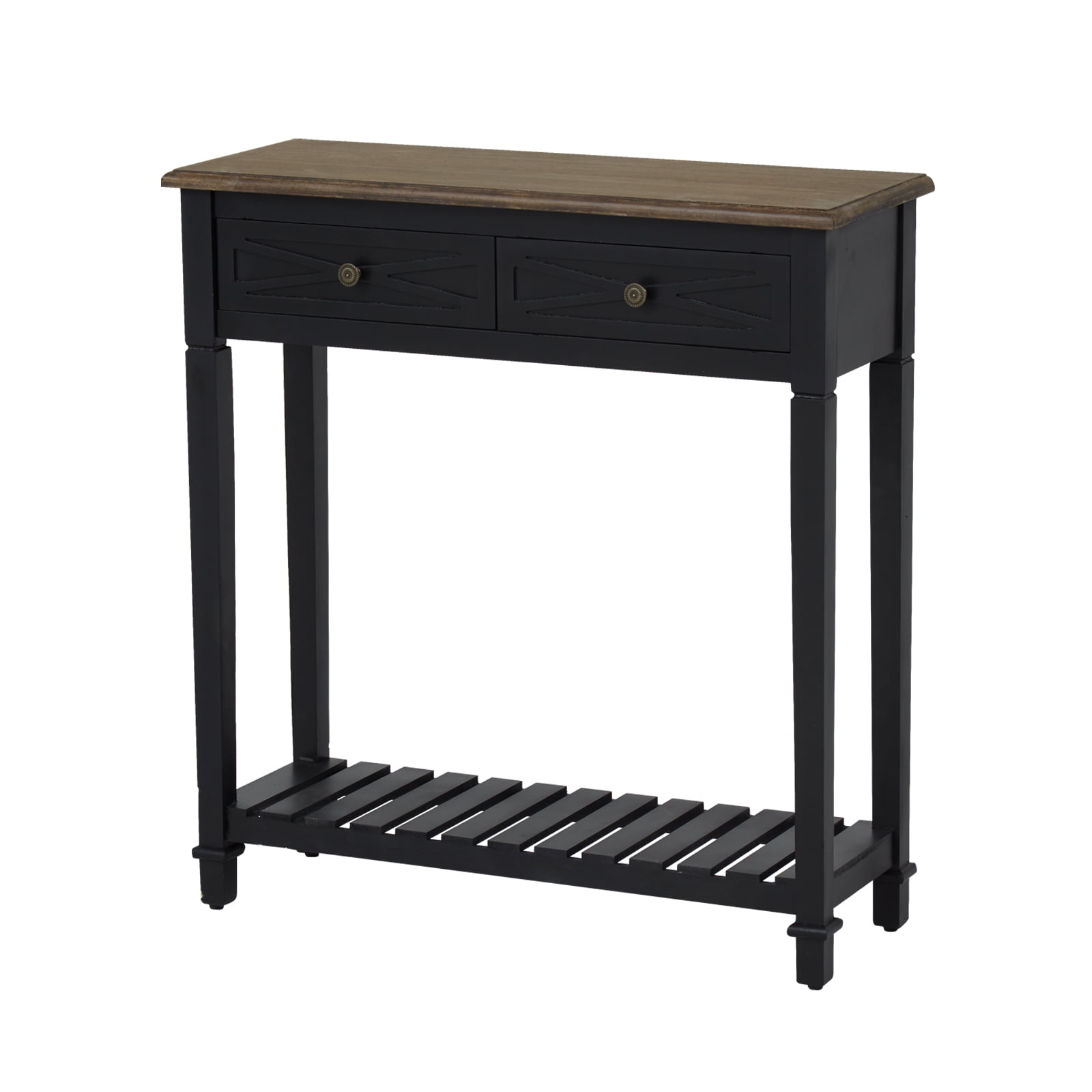 Kinbor Narrow Console Sofa Table Entryway Hallway Decoration, Modern Nightstand Side Table Accent Furniture with Drawers Shelf, Black