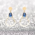 thumbnail image 3 of Pendientes colgantes geométricos redondos con circonita azul para mujer, 3 of 8