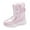 Pink, variant on BOBOGOJP Boys Girls Snow Boots Water-Resistant Outdoor Warm Cozy Anti-Slip Mid Calf Fleece Lining Winter Shoes for Toddler/Little/Big Kids Silver for Size 3.5