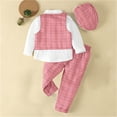 thumbnail image 5 of Iyufng 3 Piece Boys' Formal Vest Suit Sets, Summer Checkered Outfits for Boys, Collared Shirt with Trousers, Hat Set, Size 1-8 Years, 5 of 9