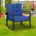 thumbnail image 3 of Gymax Outdoor Wicker Rocking Chair Patio Lawn Rattan Single Chair Glider w/ Navy Cushion, 3 of 9