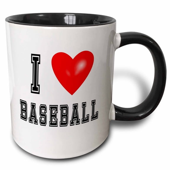 3drose, I Love Baseball, I Heart Baseball, Love Sports Fan, 3drsmm, 11oz Two-tone Black Mug