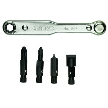 General Tools 8071 Five-Piece Ratchet Offset Screwdriver Set with Pass-through Handle