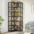 thumbnail image 3 of Tribesigns 7-Shelf Corner Bookshelf,Large Modern Corner Bookcase, 7-Tier Tall Corner Shelf Storage Display Rack with Metal Frame for Living Room Home Office (Rustic Brown), 3 of 16