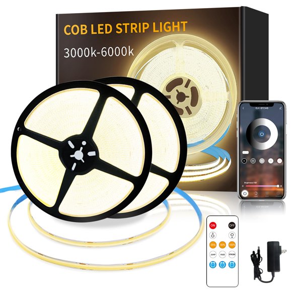 Tira de luces LED Yeewhale COB, 100 pies, 3000 K, blanco cálido