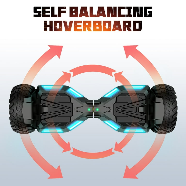 LIEAGLE Off Road Hoverboard 8.5 inch Two Wheel Self Balancing Electric Scooter with Bluetooth and Colorful Flashing LED Lights for Kids Adult Black