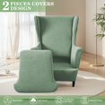 thumbnail image 3 of CJC Wingback Chair Slipcover, 2-Piece Stretch Wing Back Chair Cover with Cushion Cover, Armchair Covers Furniture Protector for Living Room Bedroom (Green), 3 of 9