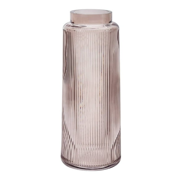 Florero Decorativo Hometrends 25 cm, Diseño Rayas, Vidrio Café