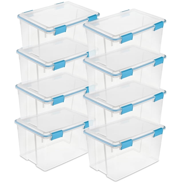 Caja de juntas Sterilite Storage Bins de 54 litros con tapa de cierre, paquete de 8