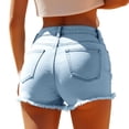 thumbnail image 5 of Sokhug Womens Denim Cutoff Shorts High Rise Raw Frayed Hem Basic with Pocket Solid Color Casual Summer Shorts, 5 of 5