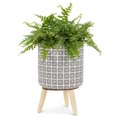 thumbnail image 2 of Gray And White Dots And Checks Tripod Planter, 2 of 4