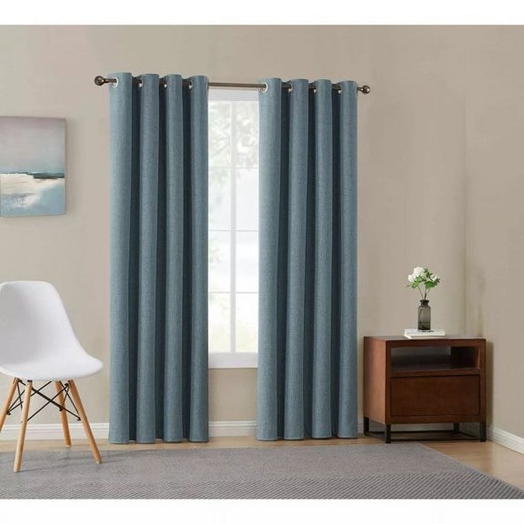 Total Blackout Window Panel Set, 52"W x 84"L Each, Grommet Panels (Renwick Denim)
