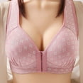 thumbnail image 3 of Bigersell Women Front Closure Cotton Bra Wide Strap V-Neck Push up Padded Bra No Underwire Comfortable & Breathable Soft Bra Everyday Wireless Sports Bras Underwear A-6-Pink 40, 3 of 4