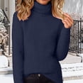 thumbnail image 2 of Comdrip Fluffy Sweaters for Women, Women's Long Sleeve Pullover Casual Knitted Jumper Tops Fashionable Loose Fuzzy Jumper Sweater Pullover Sweaters for Women Navy L, 2 of 8