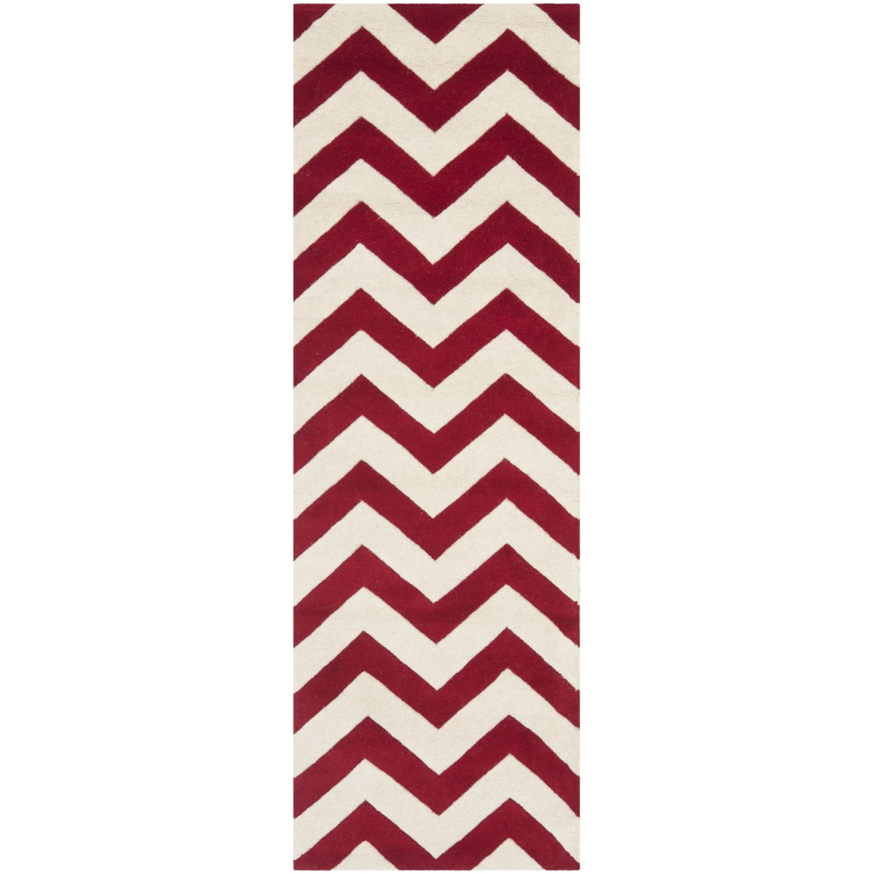 SAFAVIEH Chatham Jake Zigzag Stripes Wool Area Rug, Red/Ivory, 6' x 9'