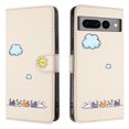 thumbnail image 3 of for Google Pixel 7 Pro Lovely Cartoon Pattern Wallet Flip PU Leather Case, with Wrist Strap / Credit Card Slots / Photo Slot / Cash Pocket Kickstand Cute Phone Cover for Google Pixel 7 Pro, Beige, 3 of 8
