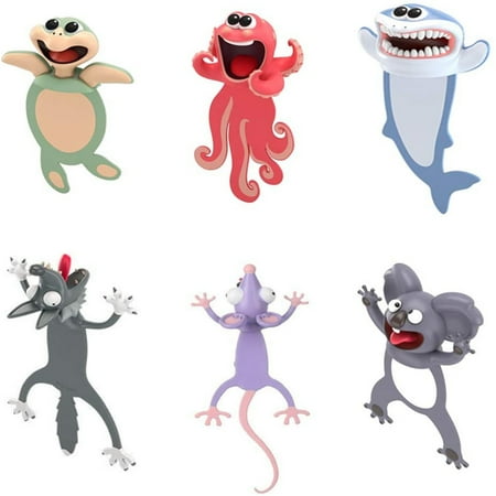

Office Supplies Animal Stereo Kawaii Bookmark Cartoon Gift Student 3D Wacky Bookmark 4Pcs Office & Stationery