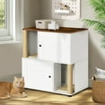 thumbnail image 3 of Double Cat Litter Box Enclosure for 2 Cats, 2-Tier Hidden Cat Washroom Cabinet with Scratching Post and Shelf, Enclosed Litter Box Cover for Living Room, White Vintage, 3 of 10