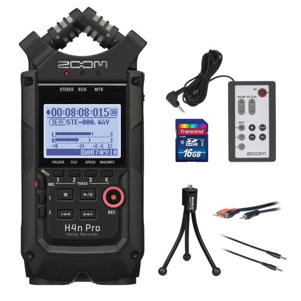 Zoom H4n Pro All Black 4Track Portable Recorder (2020 Model) with Zoom