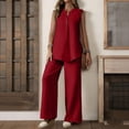 thumbnail image 2 of Zynoxe 2 Piece Sets for Women Stylish Button V Neck Sleeveless Tank Top Pants Suit Women's Casual Solid Color Summer Sets Breathable Lightweight Vacation Outfits XL, 2 of 6