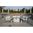thumbnail image 2 of Abrihome 6-Piece Patio Rattan Wicker Halfmoon Shape Sectional Sofa Conversational Set with Fire Pit Table,Gray, 2 of 9