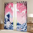 thumbnail image 2 of Manfei Ukiyo-e Crane Black Out Curtains for Girls Women, Fuji Moon Wave Curtains Pack of 2 (42x63 Each), Pink Blue White, 2 of 6