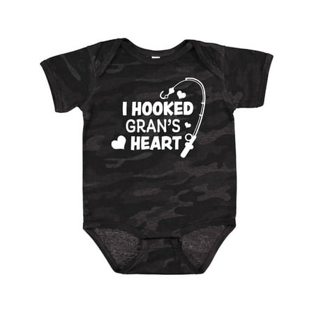 

Inktastic I Hooked Gran s Heart with Fishing Rod Gift Baby Boy or Baby Girl Bodysuit