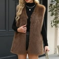 thumbnail image 6 of HTNBO Womens Faux Fur Vest Winter Warm Short Coat Fluffy Shaggy Sleeveless Jacket Fashion Casual Fuzzy Outerwear, 6 of 8