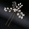 thumbnail image 3 of Horquillas para el pelo de boda (2 piezas) - Elegantes accesorios para el pelo de cristal floral para mujeres nupciales (dorado), 3 of 4
