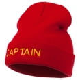 thumbnail image 2 of Captain Embroidered Cuff Long Beanie - Red OSFM, 2 of 5
