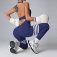 thumbnail image 7 of larppty Womens Workout Seamless Jumpsuit Spring Summer Fashion Hip Lift Peach Hip Shap Backless Yoga Jumpsuit Romper Outfits（Blue， M）, 7 of 7