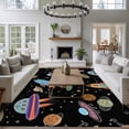 thumbnail image 3 of Cute Black Space Area Rugs 5'x8', Washable Small Throw Rugs for Classroom Bedroom, Star Cartoon Spaceship Planet Indoor Outdoor Rug Non-Slip Low Pile Carpet Runner Reversible Floor Mats, 3 of 8