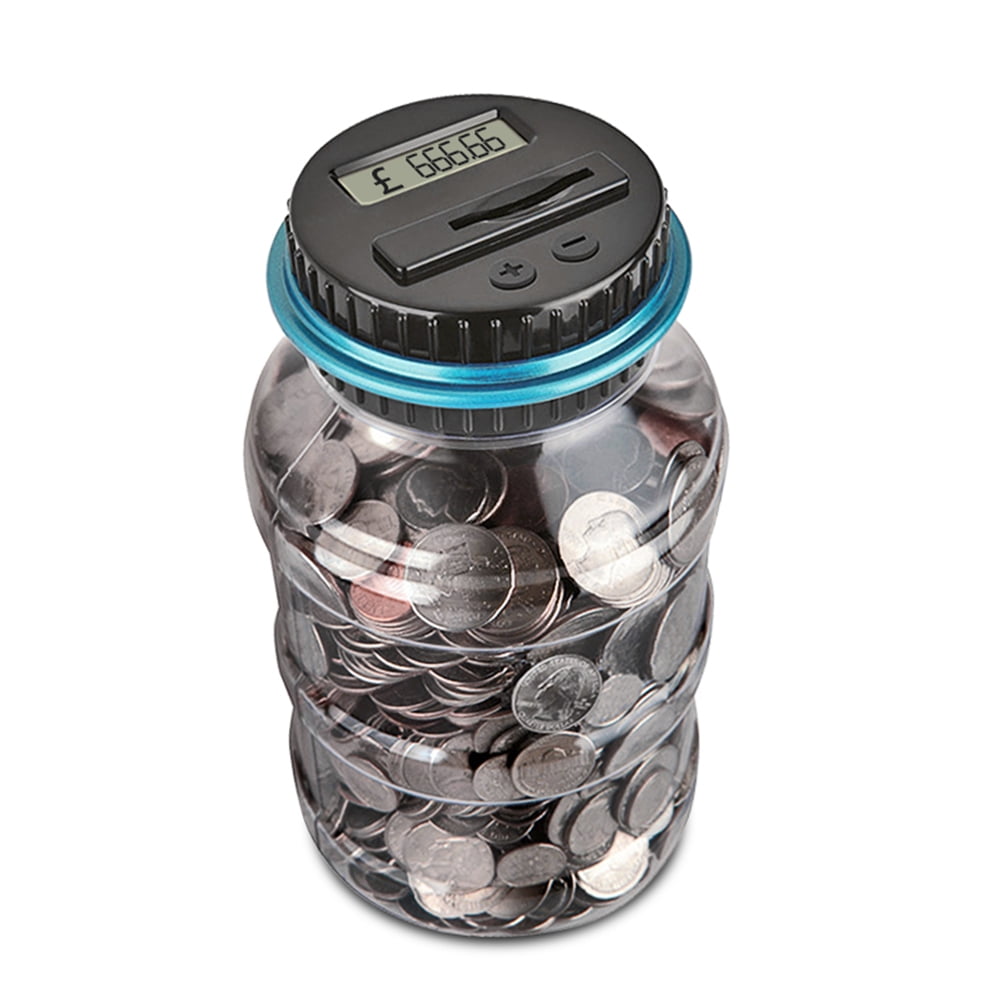 Electronic Digital LCD Coin Counter Counting Jar Money Saving Piggy Bank Box CHK 