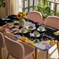 thumbnail image 3 of Spring Dog Table Cloths for 4 Foot Rectangle Tables, Black Watercolor Botanical Floral Sunflower Patio Waterproof Elastic Fitted Tablecloths, Washable Rectangular Table Cover for Camping, 3 of 8